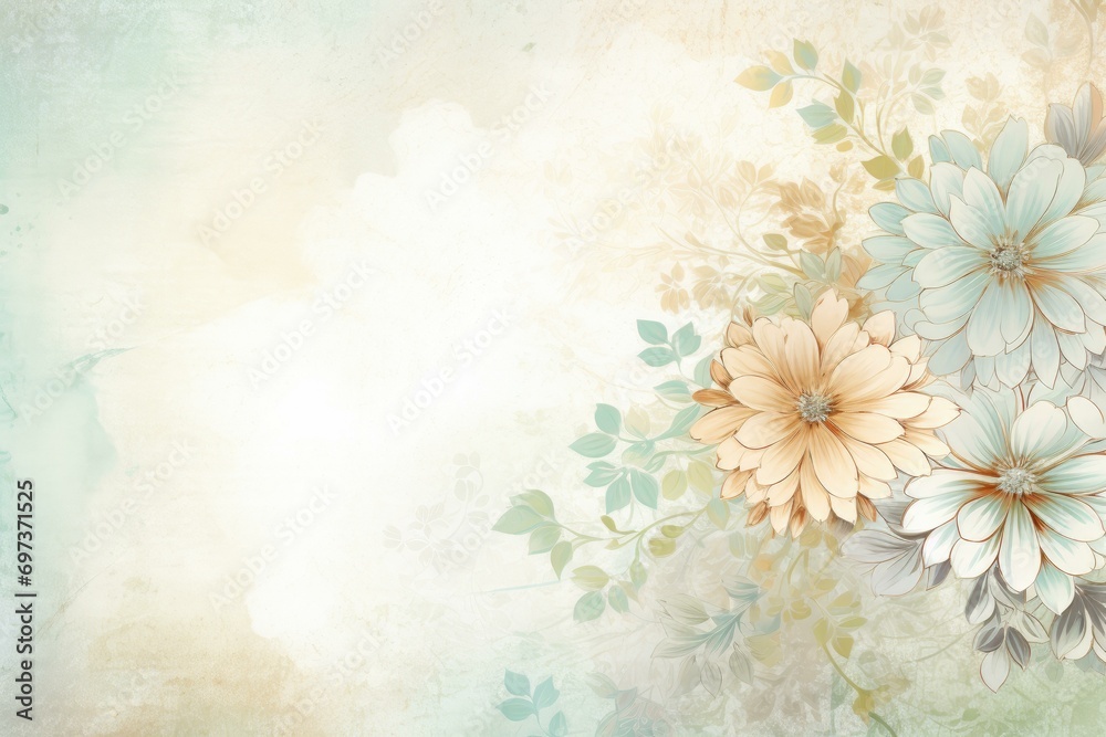 Vintage Floral Background with Elegant Pastel Flowers
