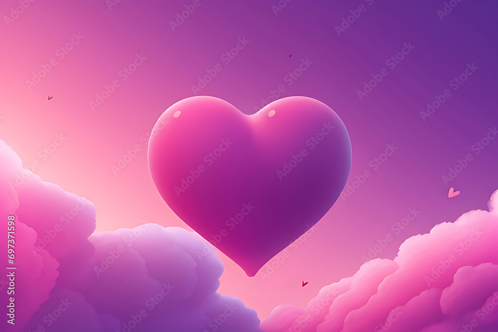 Realistic heart pink color lights love decoration happy love day