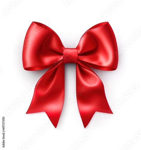 beautiful red ribbon bow on white background. generative AI