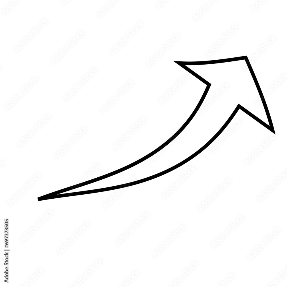 Curve Arrow vector outline Pointing Icons & Symbols. Editable Outline symbol illustration collection.