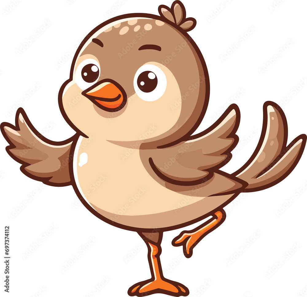 A Cartoon Bird Mastering the Balancing Act A Cartoon Bird Mastering the Balancing Act