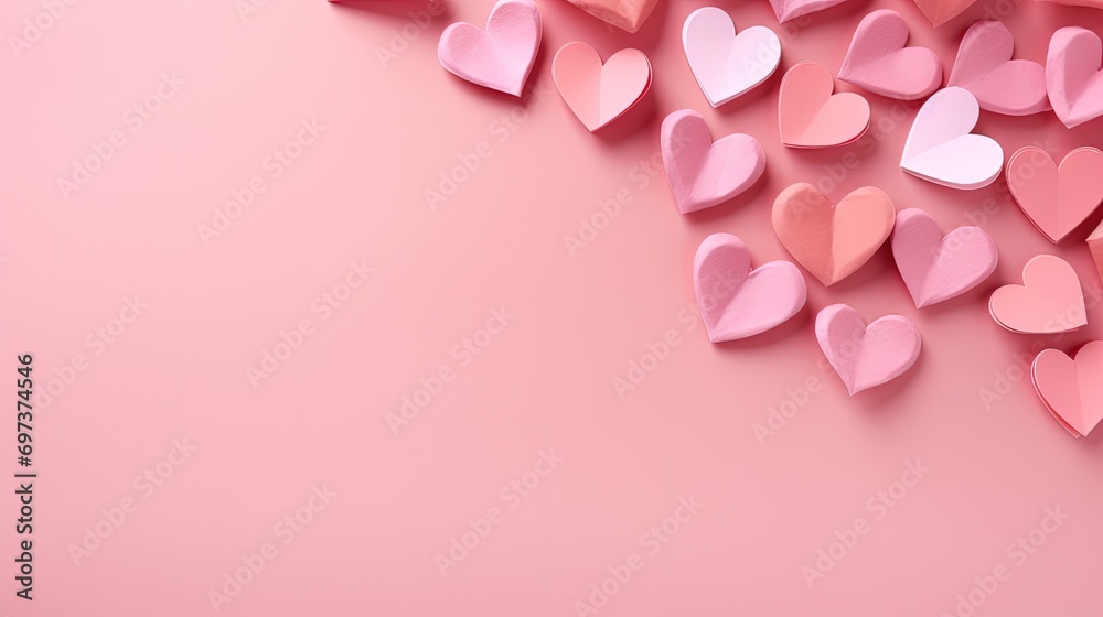 pink background with paper hearts