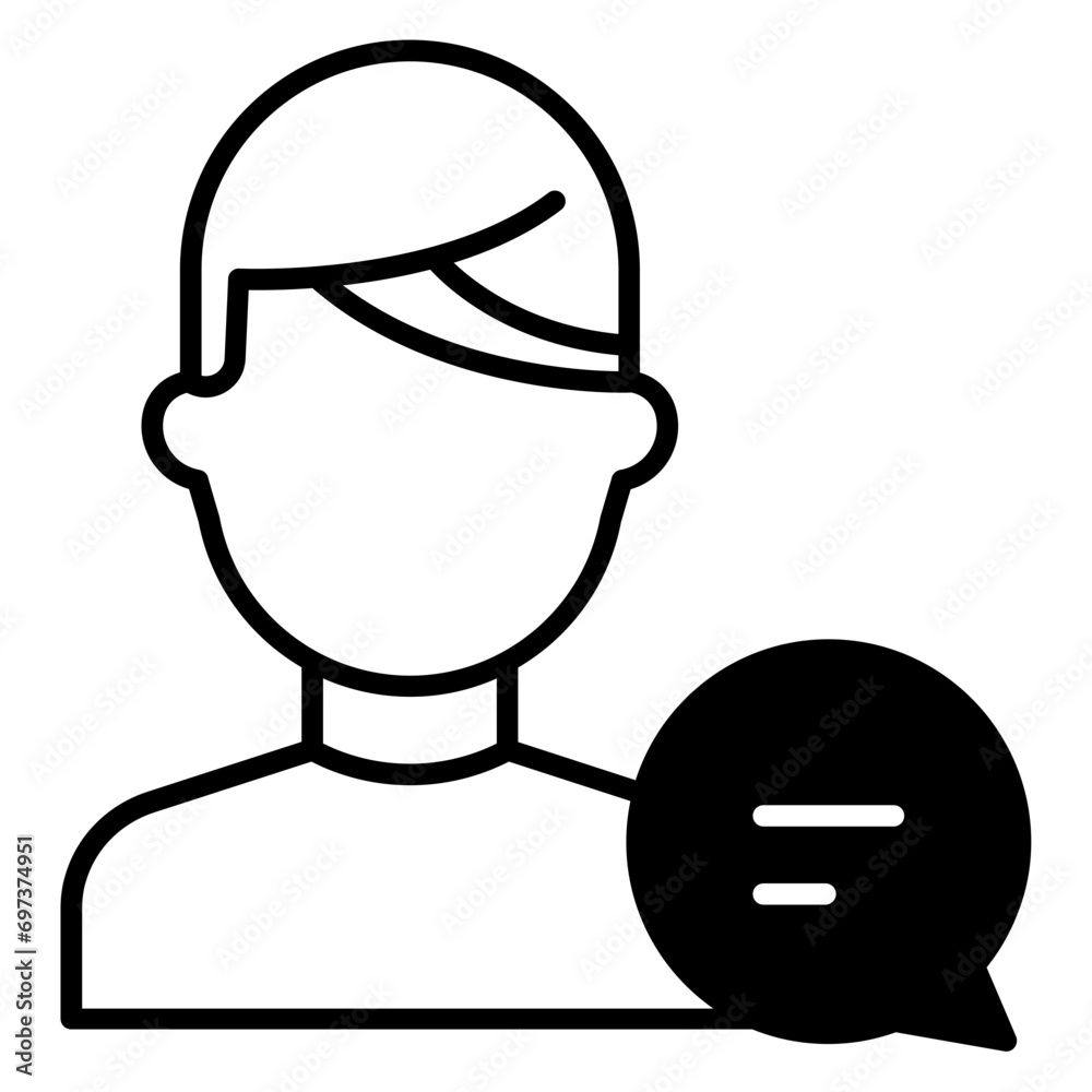 User chat solid glyph icon illustration