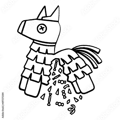 svg mexico pinata doodle element set