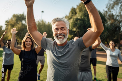 Man woman nature fit senior active exercising elderly person sport healthy fitness lifestyle © SHOTPRIME STUDIO