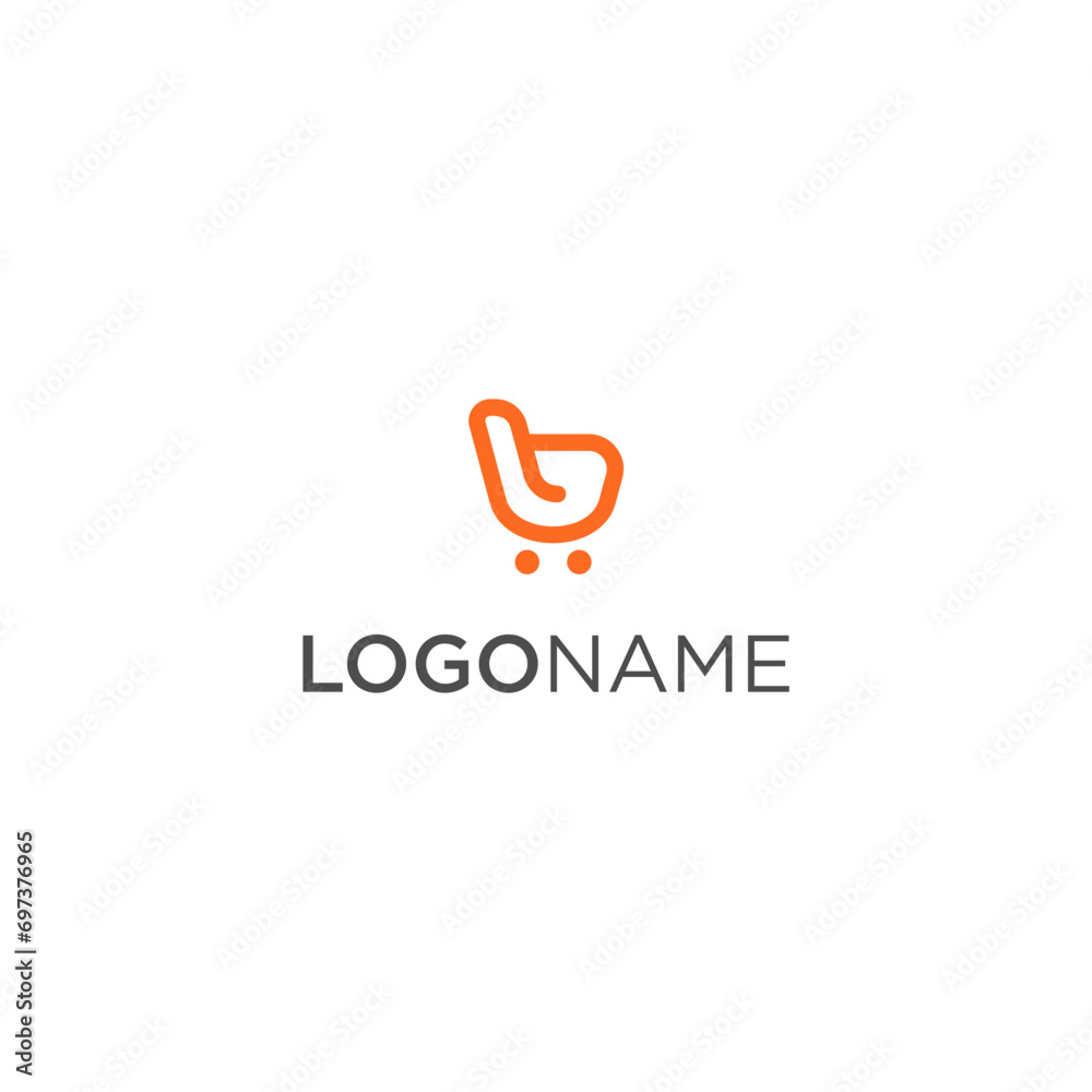 letter B with shopping cart logo concept vector letter B with shopping cart logo concept vector