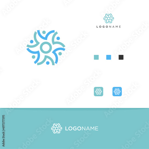 healthy and star logo concept with geometric shape vector