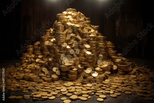 Gold coins stack on the table for business and finance concept idea photo