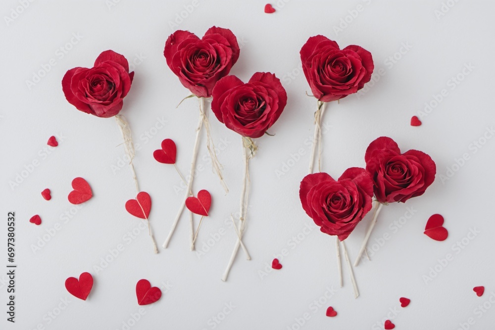 Valentine Day background. Red, pink paper hearts on white background, top view image. Romantic celebration card, flat lay decoration isolated on white. Greeting card concept. Valentine Day background. Red, pink paper hearts on white background, top view image. Romantic celebration card, flat lay decoration isolated on white. Greeting card concept.