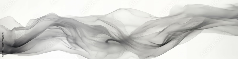 Ethereal monochrome smoke waves, perfect for abstract backgrounds, banner, overlay for photography, graphic design template