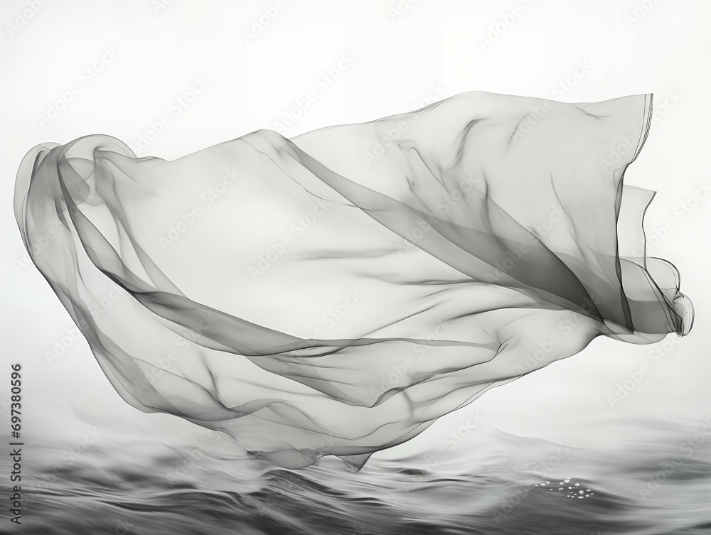 Ethereal monochrome smoke waves, perfect for abstract backgrounds, banner, overlay for photography, graphic design template Ethereal monochrome smoke waves, perfect for abstract backgrounds, banner, overlay for photography, graphic design template