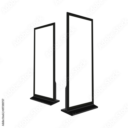 LCD Indoor Digital Signage Mockup With Blank Screen, Perspective Side View, Isolated On White Background. Vector Illustration