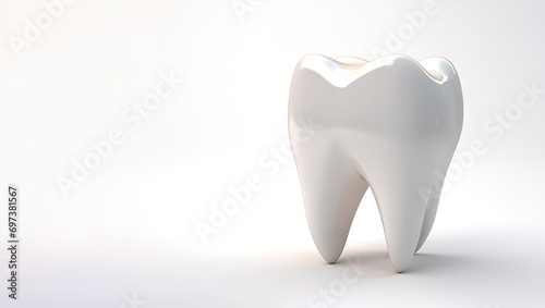 3D shape of white teeth on a white background. generative AI photo