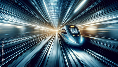 High speed train in a tunnel photo