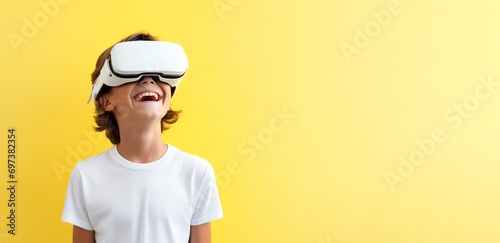 A man using VR with a happy expression photo