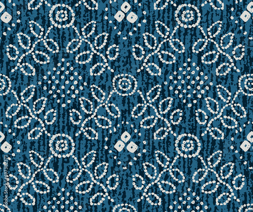 Navy bandana seamless pattern Block print pattern Chuniri pattern