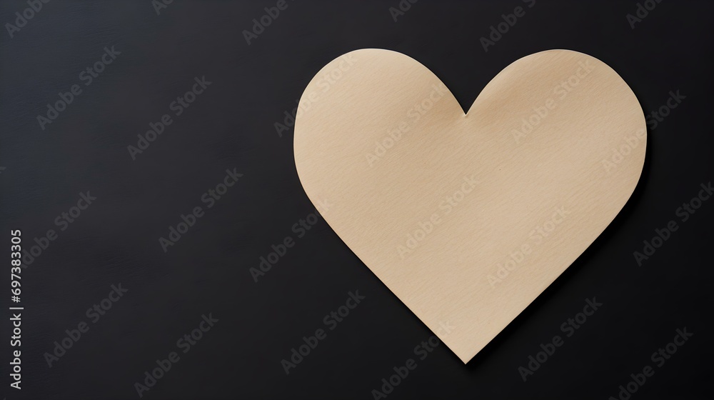 Beige Paper Heart on a black Background. Romantic Template with Copy Space Beige Paper Heart on a black Background. Romantic Template with Copy Space