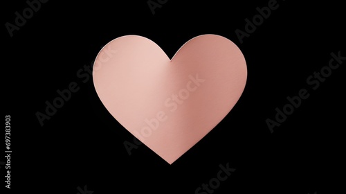 Blush Paper Heart on a black Background. Romantic Template with Copy Space