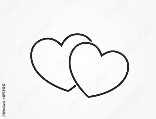 two hearts line icon. love and romantic symbol. vector image for valentine's day design