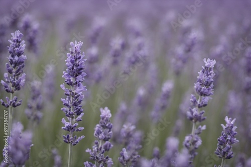 Violet lavender field. Lavanda purple flowers beautiful sunshine blooming in a garden  Latvia