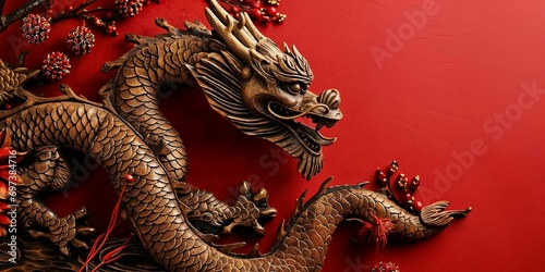 Wallpaper Mural dragon de bois rouge, pour le nouvel an chinois 2024	
 Torontodigital.ca