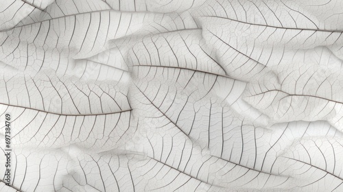  a close up of a leaf pattern on a sheet of white and black material that looks like it has been cut in half.
