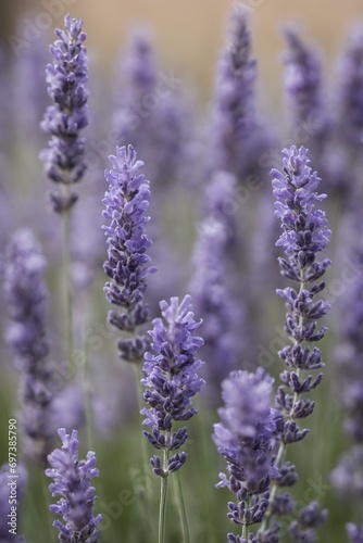 Violet lavender field. Lavanda purple flowers beautiful sunshine blooming in a garden  Latvia