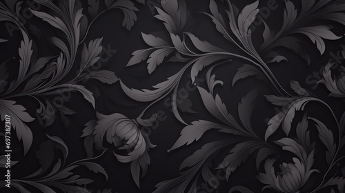 A seamless pattern of dark florals is paired with luxury wallpaper that has a vintage texture.