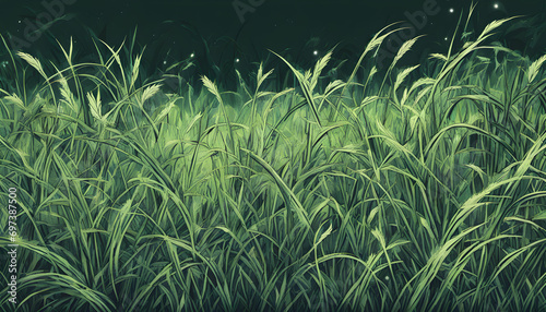 Grass Background with Night Vision in cartoon theme. photo