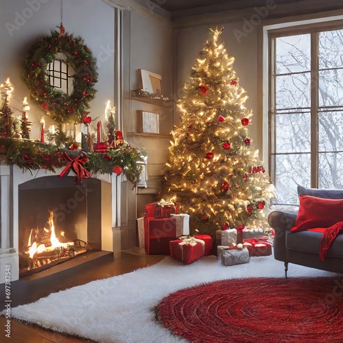 Weihnachtsatmosphäre im Wohnzimmer im Winter