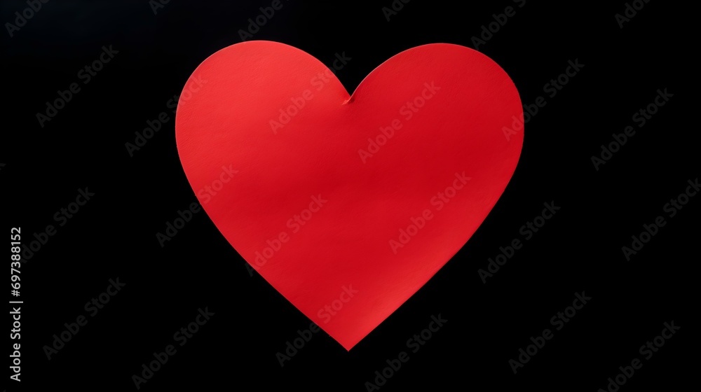 Red Paper Heart on a black Background. Romantic Template with Copy Space Red Paper Heart on a black Background. Romantic Template with Copy Space