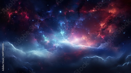  a space filled with stars and clouds with a sky full of stars in the middle of the image and the sky filled with clouds and stars in the middle of the middle of the image.