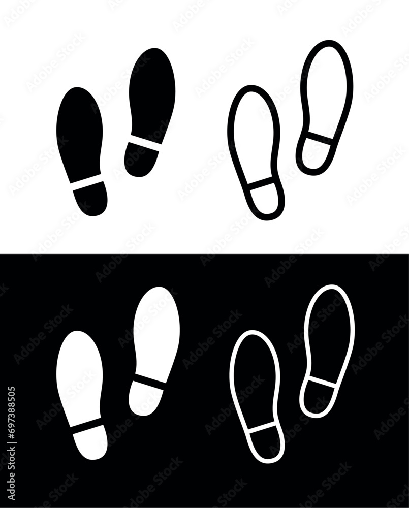 Human footprint icon. Footprints of a man in shoes. The footprints of a person who has passed by. Human footprint icon. Footprints of a man in shoes. The footprints of a person who has passed by.