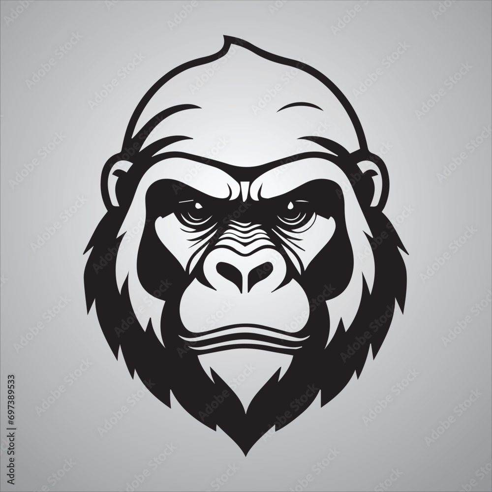 Gorilla face silhouette logo of monkey clip art vector. Ape head icon ...