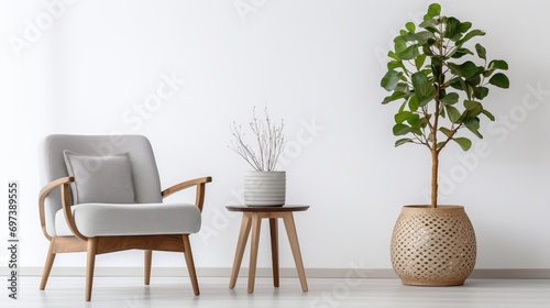 The interior has wooden chairs and a white wall background, giving it a bohemian vibe.