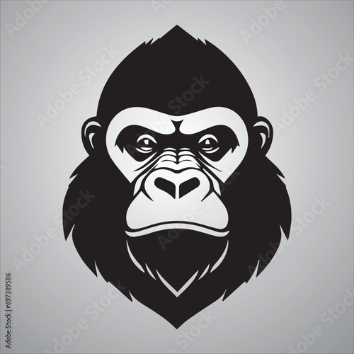 Gorilla face silhouette logo of monkey clip art vector. Ape head icon, wildlife primate symbol, logo style