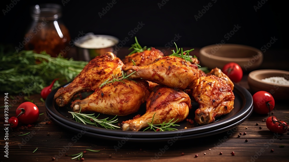 The plate has delicious fried chicken on it The plate has delicious fried chicken on it