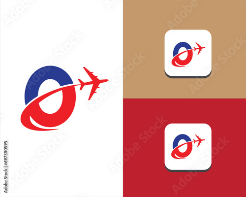 Letter O Air Travel Logo Design Template
