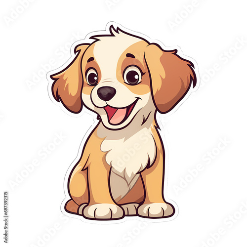 Cute baby dog  cartoon style sticker transparent generated ai