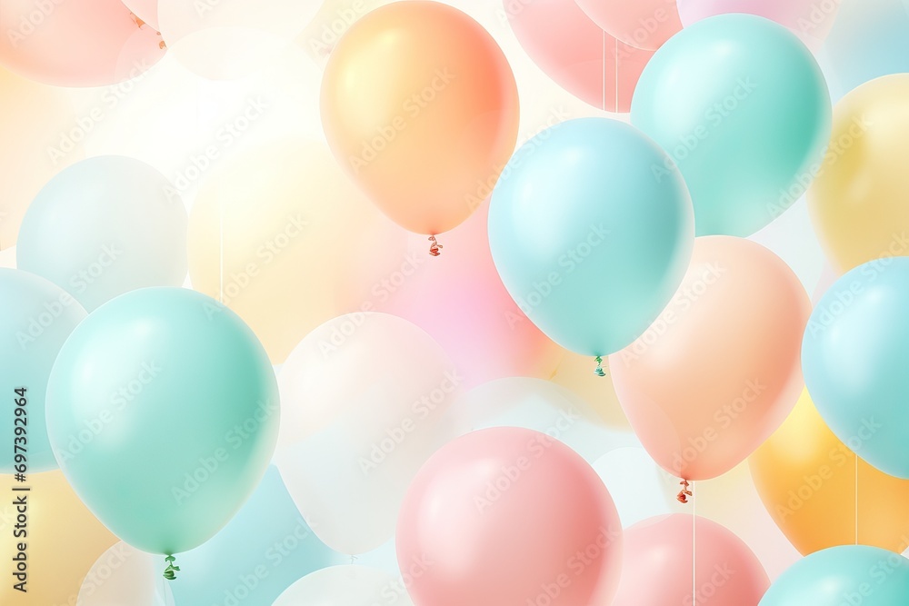 background with realistic color balloons. Birthday concept