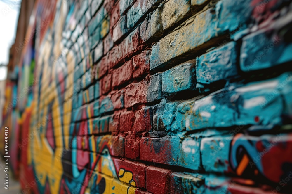 Fototapeta premium Vibrant Graffiti Art on Urban Brick Wall