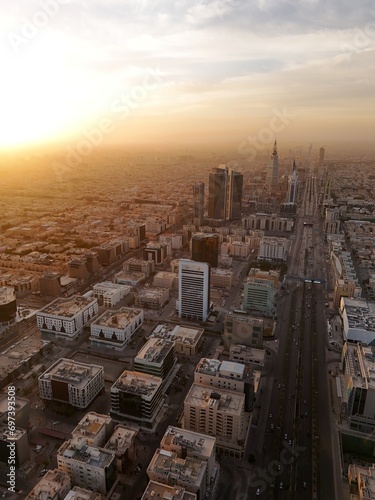 Drone shot flying. Saudi Arabia. Riyadh. Sunrise.  © Valentyn Khrystych