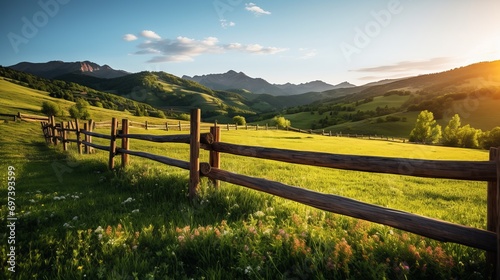 A fence made of wood in the mountains