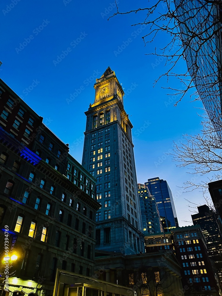 Night Lighting Up Boston and Its Skyline