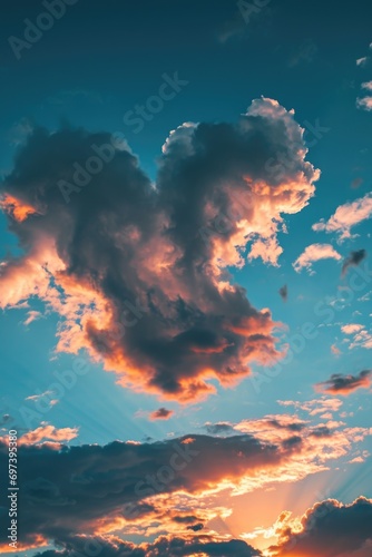 The sun is setting behind the clouds in the sky. Great for nature and landscape themes