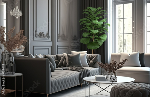 Generative AI illustration of glamour modern style interior design photo