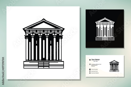 Ancient Pillar Columns Greek Rome Athens Historical Building logo design