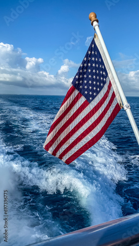 American Flag on Boat in the Florida Keys