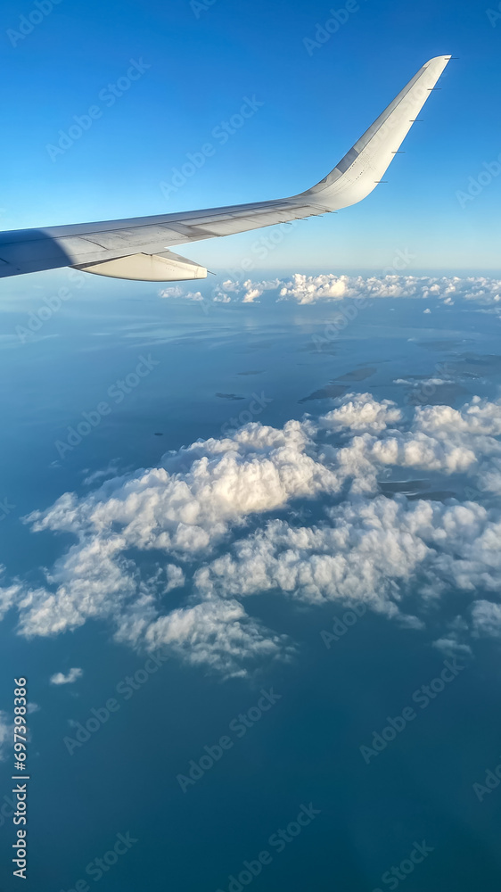 View from Airplane Window in Flight