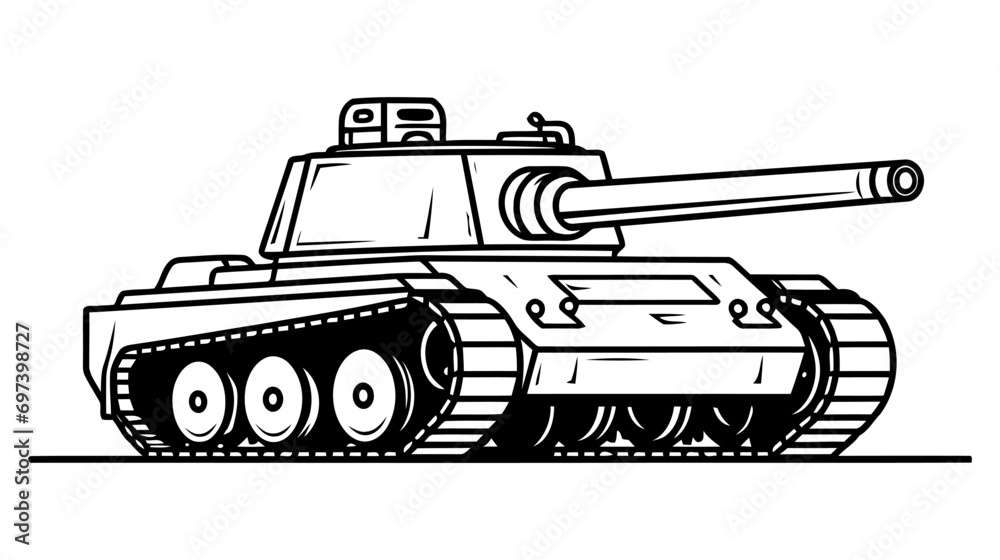 Silhouette tank logo template. Vector illustration isolated on white background.